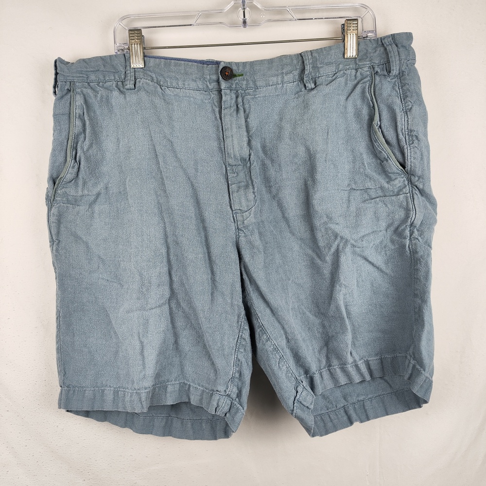Orvis Shorts Mens 38 Blue Linen Chino Flat Front Lightweight Casual Summer